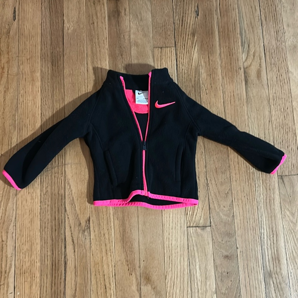Nike Baby Girl Full Zip Jacket Size 18M Pink/Black fleece